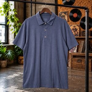 Fresh Clean Threads Mens Short Sleeve Polo Shirt Blue Slate Minimalist Essential